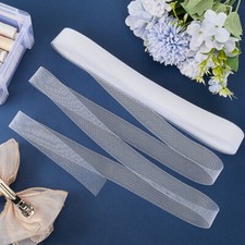 1roll Polyester Elastic Deco Mesh Ribbons for Hat tion White 1 inch 25mm 
