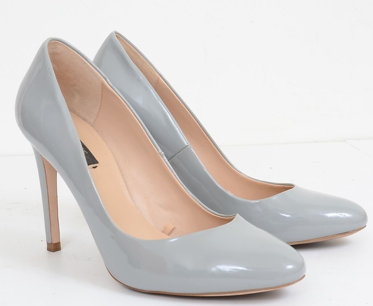 ZARA REAL LEATHER pumps size 37　ザラパンプ Zara Basic Grey Patent Leather Classic Almond Toe Pumps