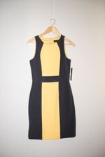 Tahari womens dress 2 scuba yellow dark gray NEW sheath cocktail wedding guest