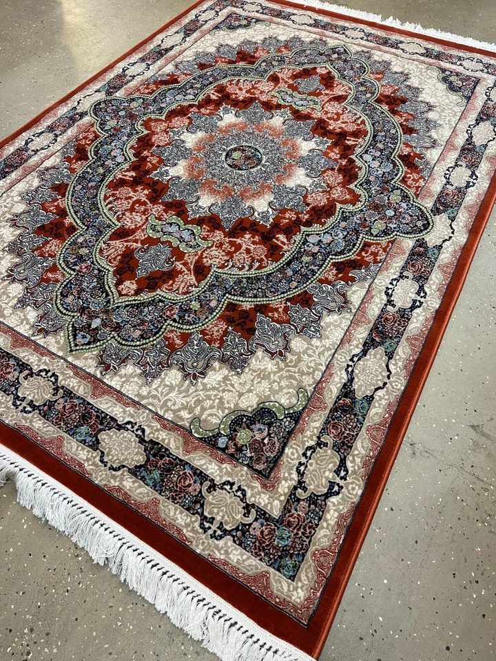 Alfombra tradicional naranja alfombra oriental 6,5 x 9,2 pies #3021 Foto 4 de 4