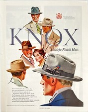 Knox Mens Hats Fashion Fedora trilby porkpie homburg Vtg Magazine Print Ad 1950