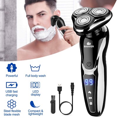 Men Wet/Dry Electric Shaver Trimmer Rotary Razor Beard Shaving USB ...