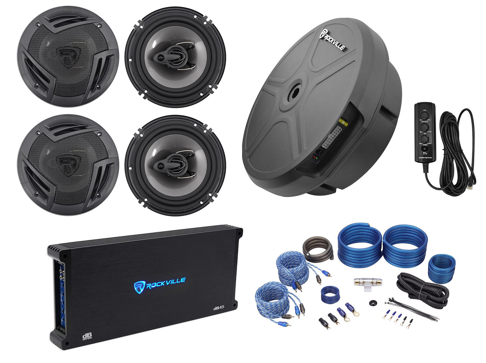 4 Автомобильные колонки Rockville RV63A 65 дюймов Усилитель Скрытый источник питания для запасного колеса 67690₽