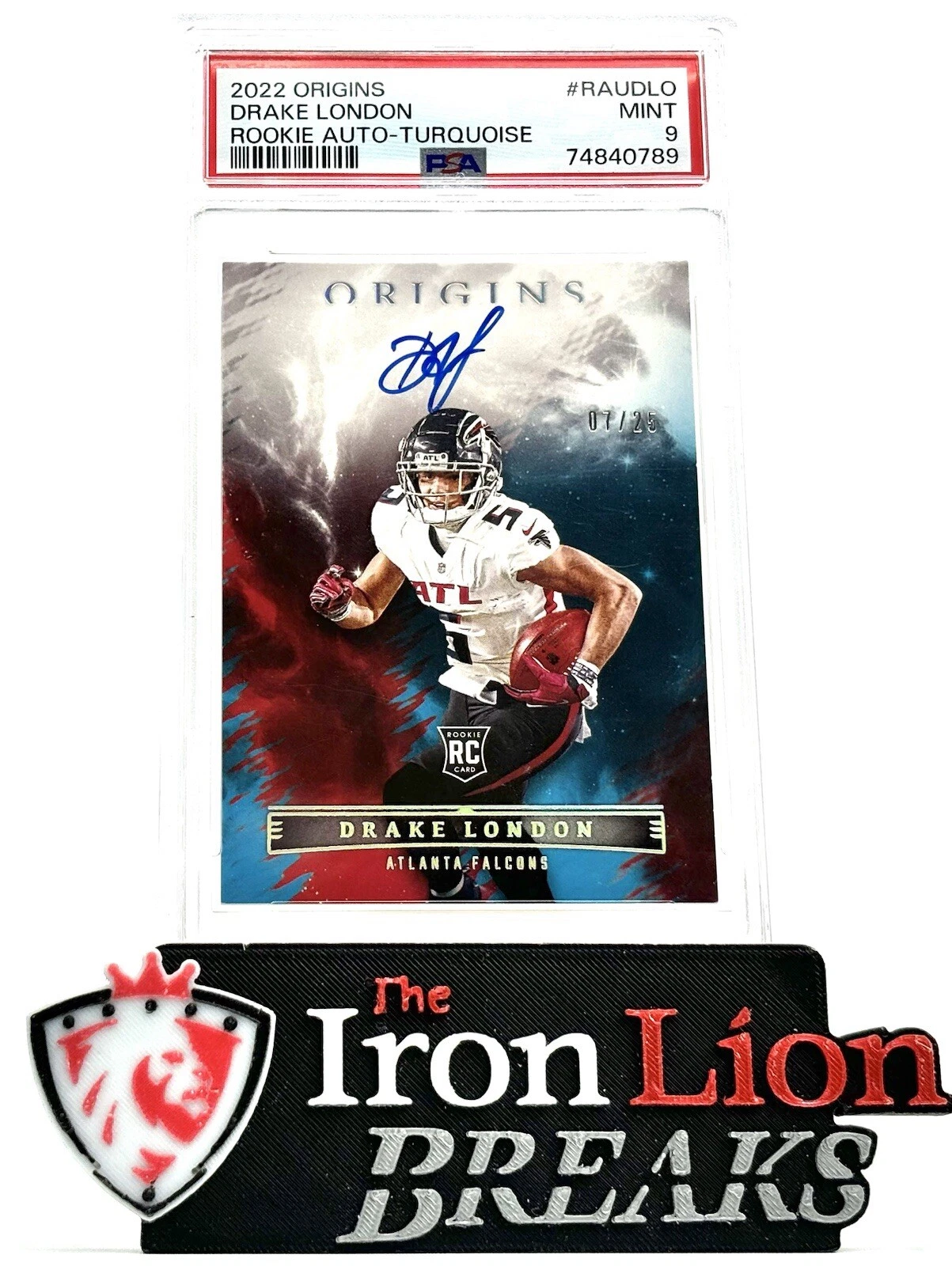 Drake London Panini Origins Rookie Autographs #RAUDLO Turquoise