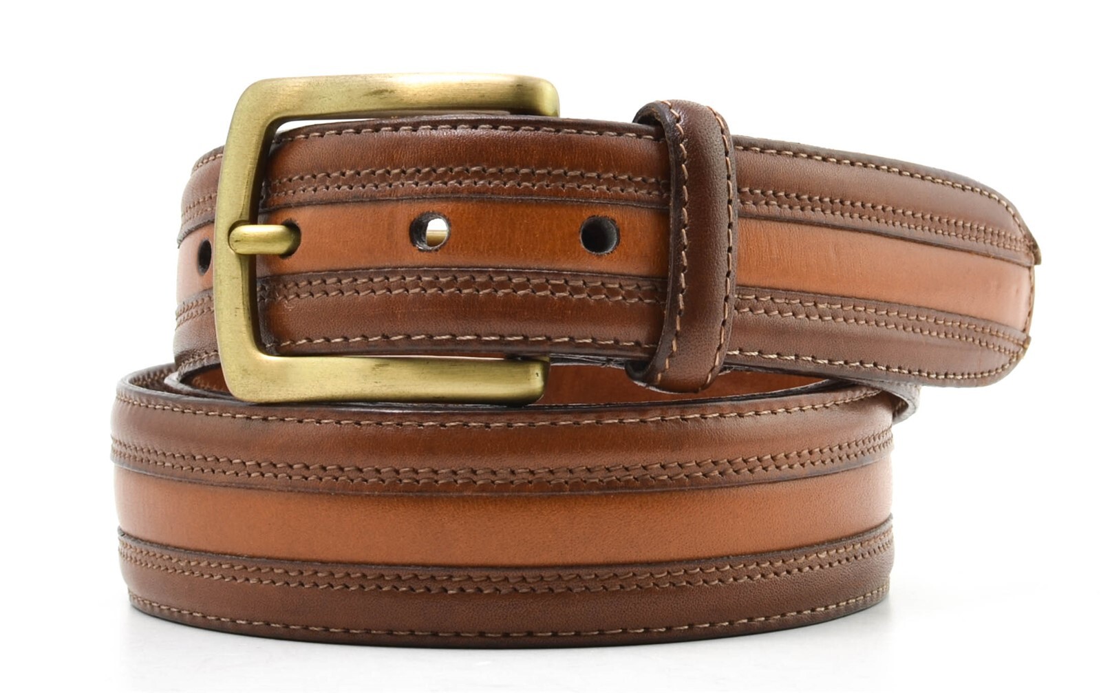 MENS JOHNSTON & MURPHY LEATHER DRESS BELT SIZE 38 BRO… Gem