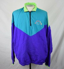 Vintage 80s 90s Spot Sport European Beach 1/4 Zip Pullover Medium Color Block