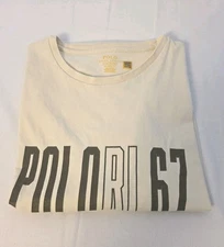Polo Ralph Lauren RL 67 Graphic T-shirt Men LARGE BEIGE Short Sleeve USED 