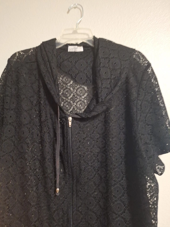 Traje de baño Jessica Simpson negro con capucha de encaje talla 3X Foto 2 de 3