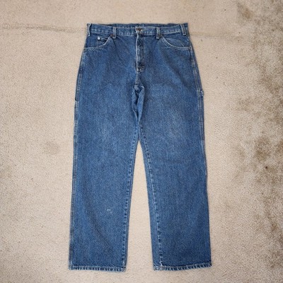 Dickies Carpenter Jeans 38x32 Mens Blue Denim Workwear Hammer Loop Utility Pants