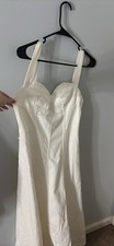 Fashion Nova Denim Midi Dress Ivory M Sweetheart Neck Adjustable Straps