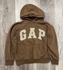 Gap Spellout Sweatshirt Hoodie Brown Kids XL