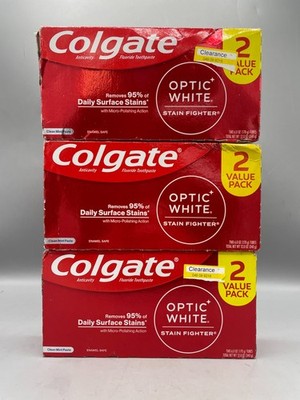 (3x) 6 Total Colgate Optic White Stain Fighter Clean Tooth Paste 4.2 Oz 11/2027