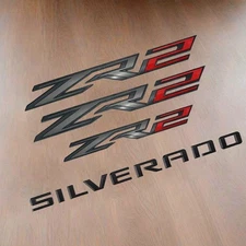 4pcs Matte Black Red For 2022+ Silverado 1500 ZR2 Tailgate Fender Emblems Badge