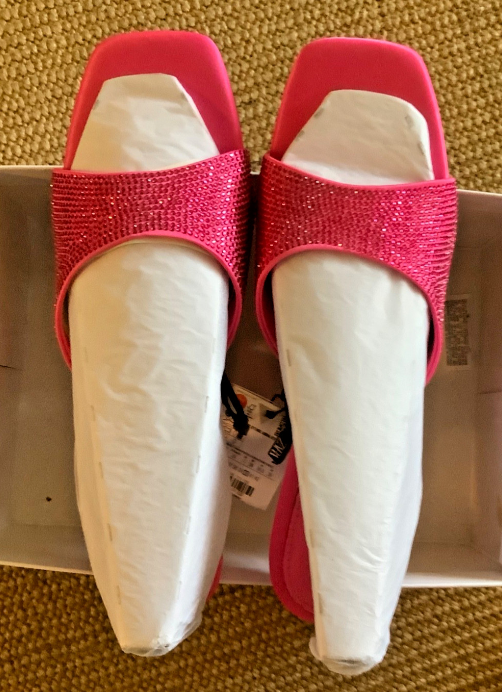 Zara Hot Pink Methacrylate Heels Sandals NWT Crystal Slip Ons Open Toe New 4in g image 7