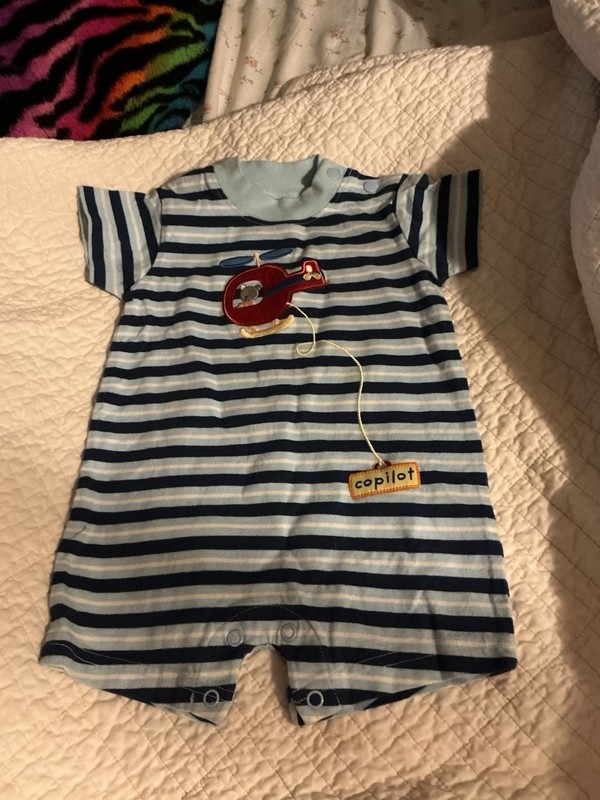 Baby Boy Or Dolls Summer Size Small 100% Cotton Rompers Lot Of 2 New
