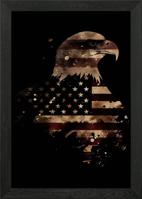 Adler amerikanische Flagge gerahmtes Wandbild Poster Leinwanddruck Bild