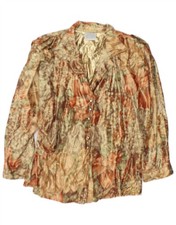 Maria Grazia Severi Womens Shirt Blouse UK 16 Large Gold Floral AD25