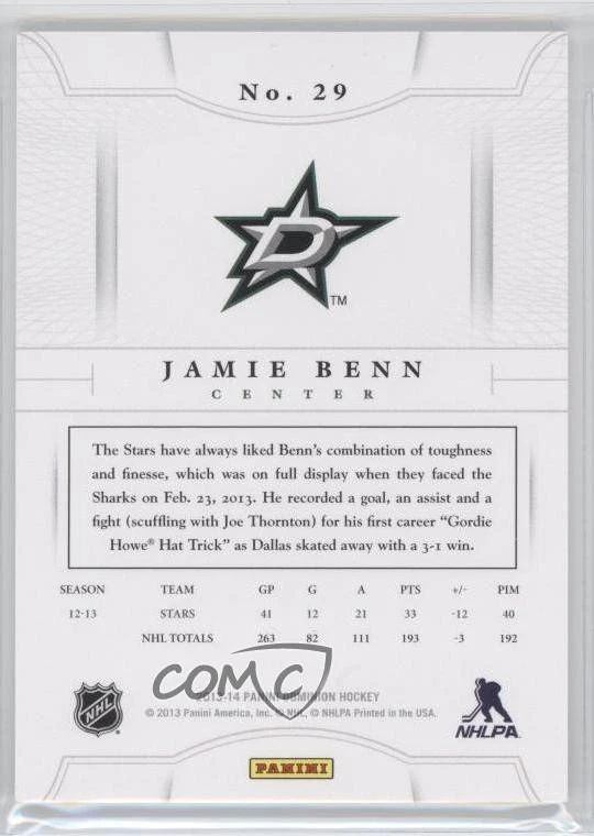 2013-14 Panini Dominion Gold /50 Jamie Benn #29 - Image 2 of 2
