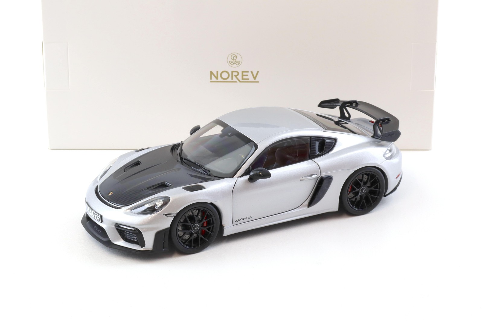 1:18 Norev ASIA Exclusive Porsche Cayman GT4 RS WEISSACH Package Silver/Black