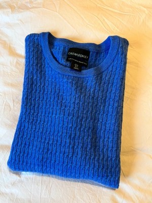 Cynthia Rowley 100% Extrafine Merino Wool Polo Neck Jumper [Indigo Blue, UK S]