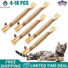 4~10pcs Silvervine Sticks for Cats ,Natural Catnip Sticks,Cats Chew Dental Treat