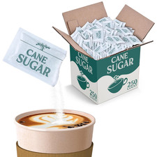 Bulk Sugar Packets, 250 Count - Individual Servings of White Sugar Packets for C