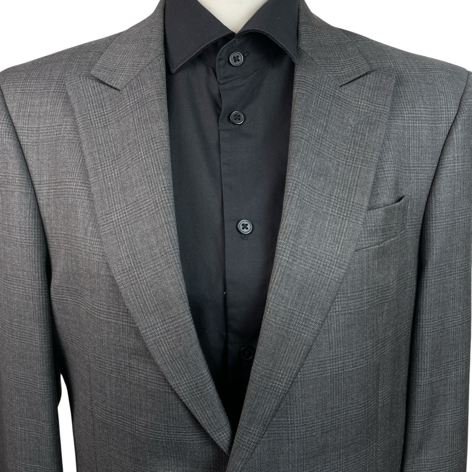 Tommy Hilfiger Men's Wool Blazer Sport Coat Jacket 38L Gray Plaid Two Button thumbnail 2