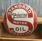 Vintage Polarine Motor Oil Standard Gasoline Porcelain Metal Gas Pump Plate Sign