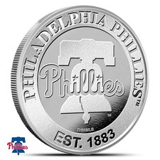 1 oz MLB Philadelphia Phillies Silver Round (BU) 96.85 per troy oz