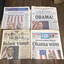 Set Of 4 USA Today Citizen-Times The Star Newspaper Obama Wins, Nov 4 & 5, 2008