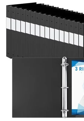 1.5 Inch 3 Ring Binders Economy 16 Pack Black, 1 1/2" Three Ring Fits 325 Sheets - Image 1 of 4