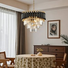 Modern Kronleuchter Höhenverstellbar Kristall Deckenleuchte Innenbeleuchtung