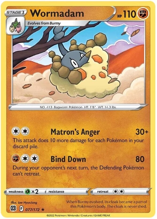 Wormadam - 077/172 - Rare (Near Mint) Brilliant Stars - Fighting Pokémon