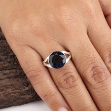 London Blue Topaz Gemstone 925 Sterling Silver Jewelry Daily-Wear Ring For Gift
