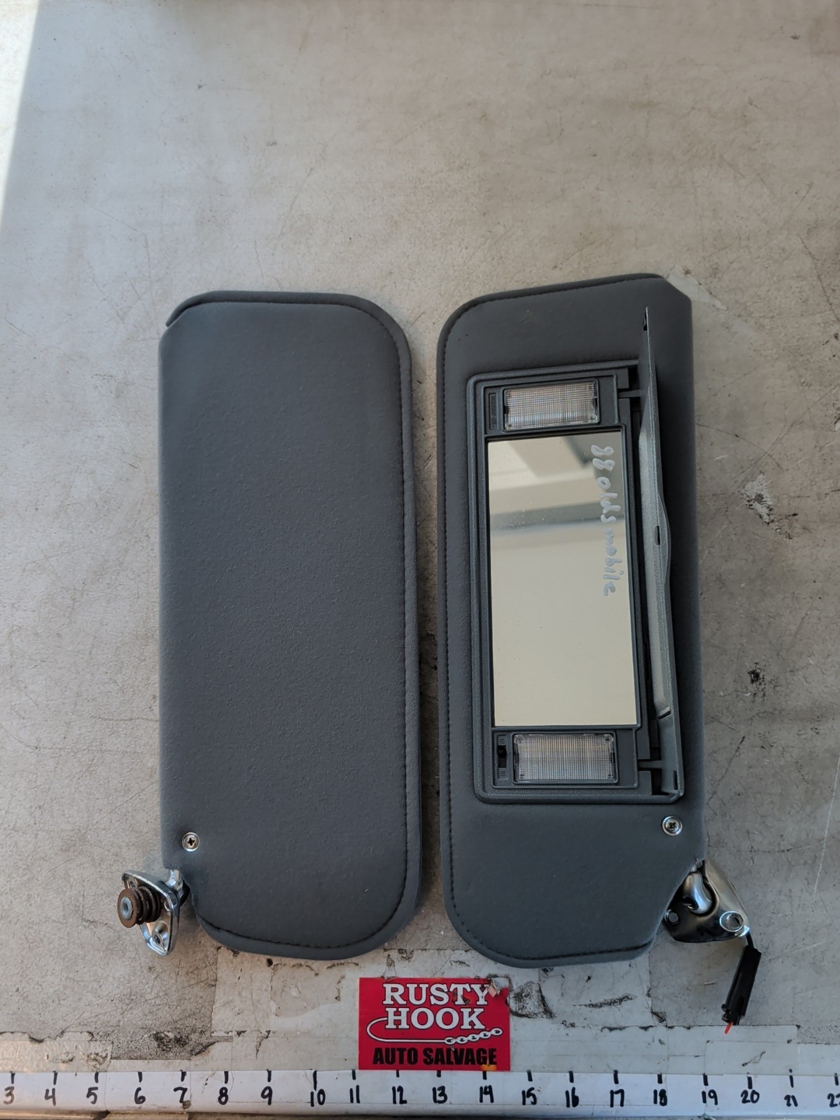 1988 Oldsmobile Gray Cloth Sun Visor Pair