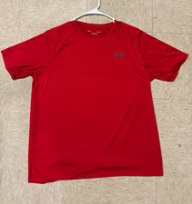 Under Armour The Tech Tee Men's L Red Lightweight Crew Raglan Polyester Logo