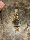 Seiko Automatic 17 Jewels Men's Watch Black  Gold Stainless Bracelet Parts Read