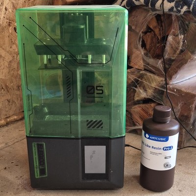 ELEGOO Mars 05 3D Printer with Green Cover and Anycubic ABS-Like Resin Pro 2