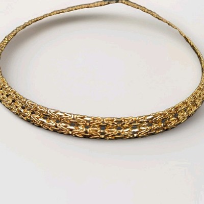 P.R.EX Paola Romeo Exp Sterling Silver 14K Gold Vermeil Byzantine Necklace 16in