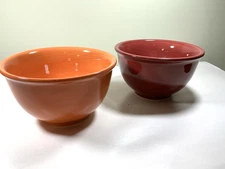 Corsica 6” Bowls, TWO, One Red & One Orange, Hand Painted, Tabletops Unlimited
