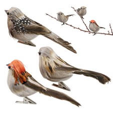 3 Pcs Artificial Sparrow Birds with Clip, Multi-colored, Solid Color, Chrome ...