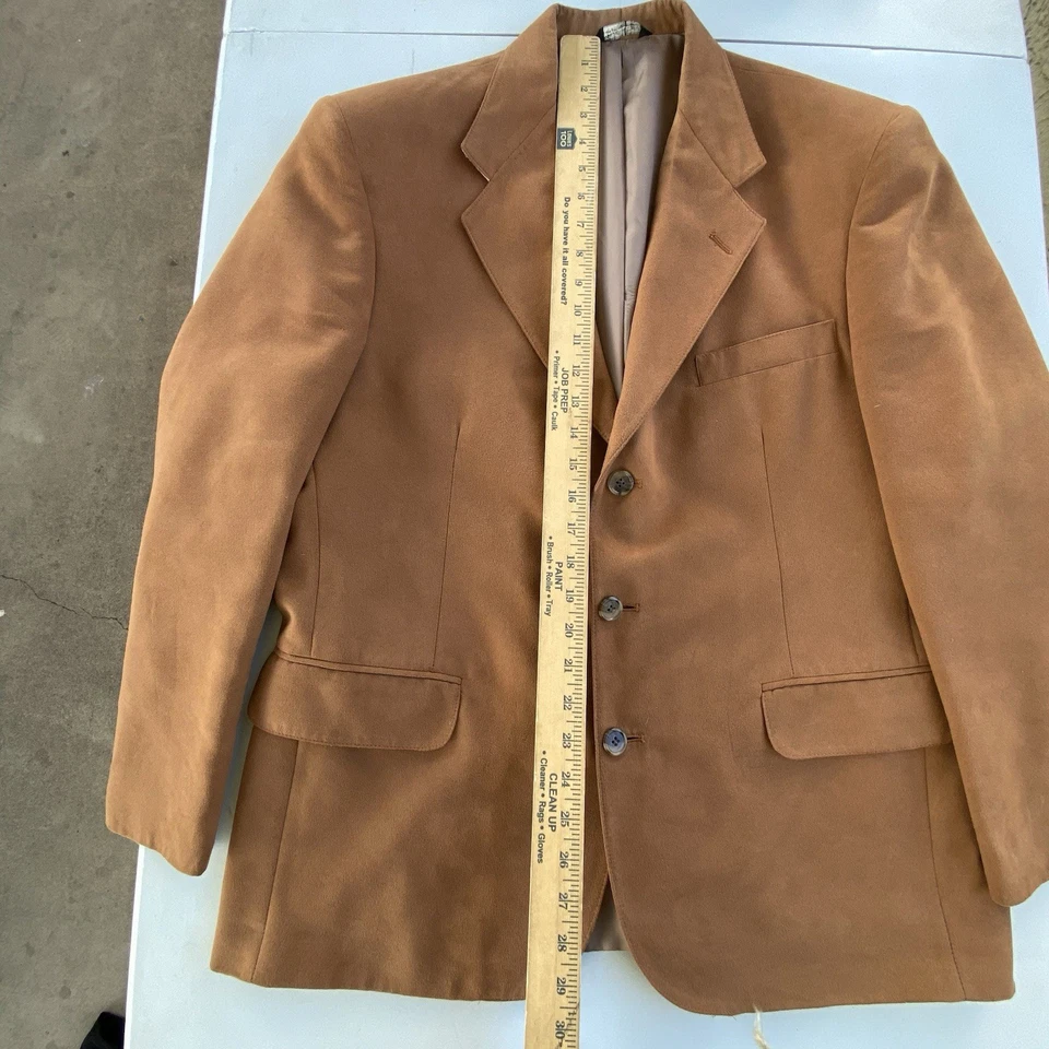 Casaco esportivo vintage anos 60 EUA Norm Thompson 42S talon zíper jaqueta de 3 botões marrom - Imagem 4 de 4