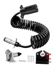 7 Pin to 6 Pin Trailer Adapter   Coiled Trailer Cord 8ft Coiled Wiring