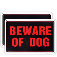 2 Pcs 10x7 Inch Aluminum Beware of Dog Signs for Outdoor Fence Door Gate