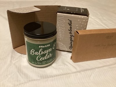 Wax & Wit Balsam & Cedar Scented Soy 9 oz Candle + Grove Soy Tea Lights NIB