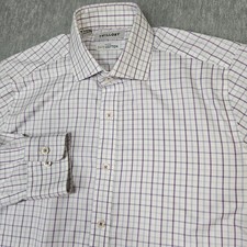 Twillory Shirt Mens 15 32/33 Tailored Fit White Check Twill Non-Iron Button-Up