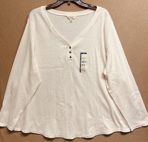 Blusa blanca de manga larga Terra&Sky tejida con gofre talla grande 3X para mujer - Imagen 1 de 12