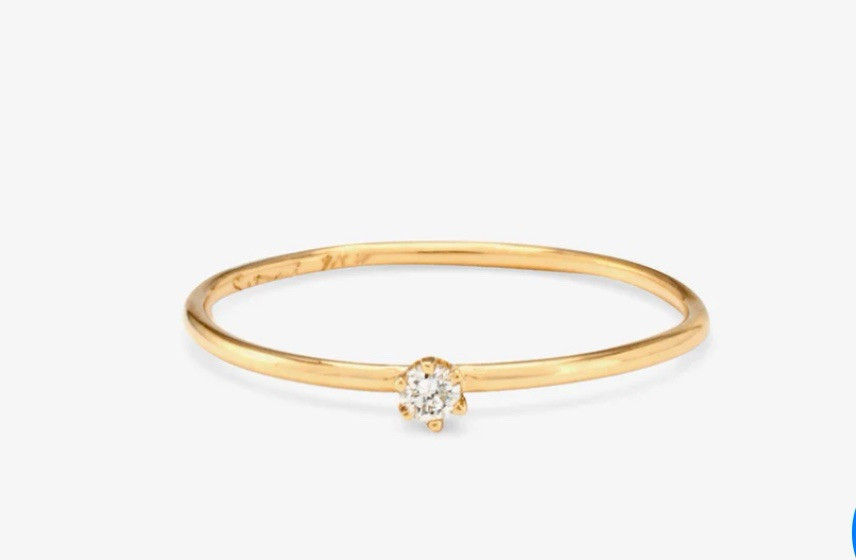 Baby White Diamond 18k Yellow Gold Ring Size 5 New With Box Satomi Kawakita