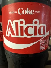 Share a Coke with  Alicia 2025 Personalized Gift Coca~Cola Bottle 20oz Comb Ship