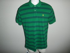 Men's Polo by Ralph Lauren sz XL Green Striped Mesh Cotton SS Polo Shirt